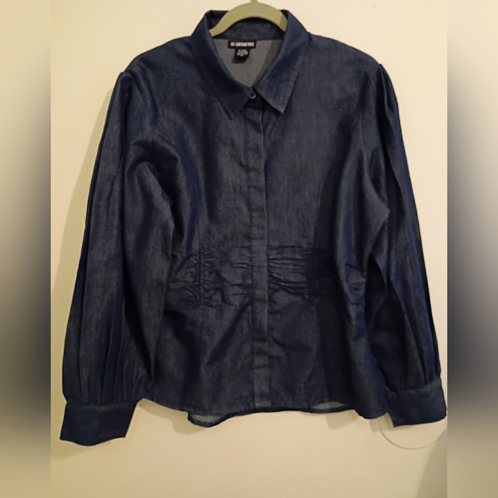 18 Centimeters Women's‎ Blue Chambray Top Balloon Sleeve Sz XL